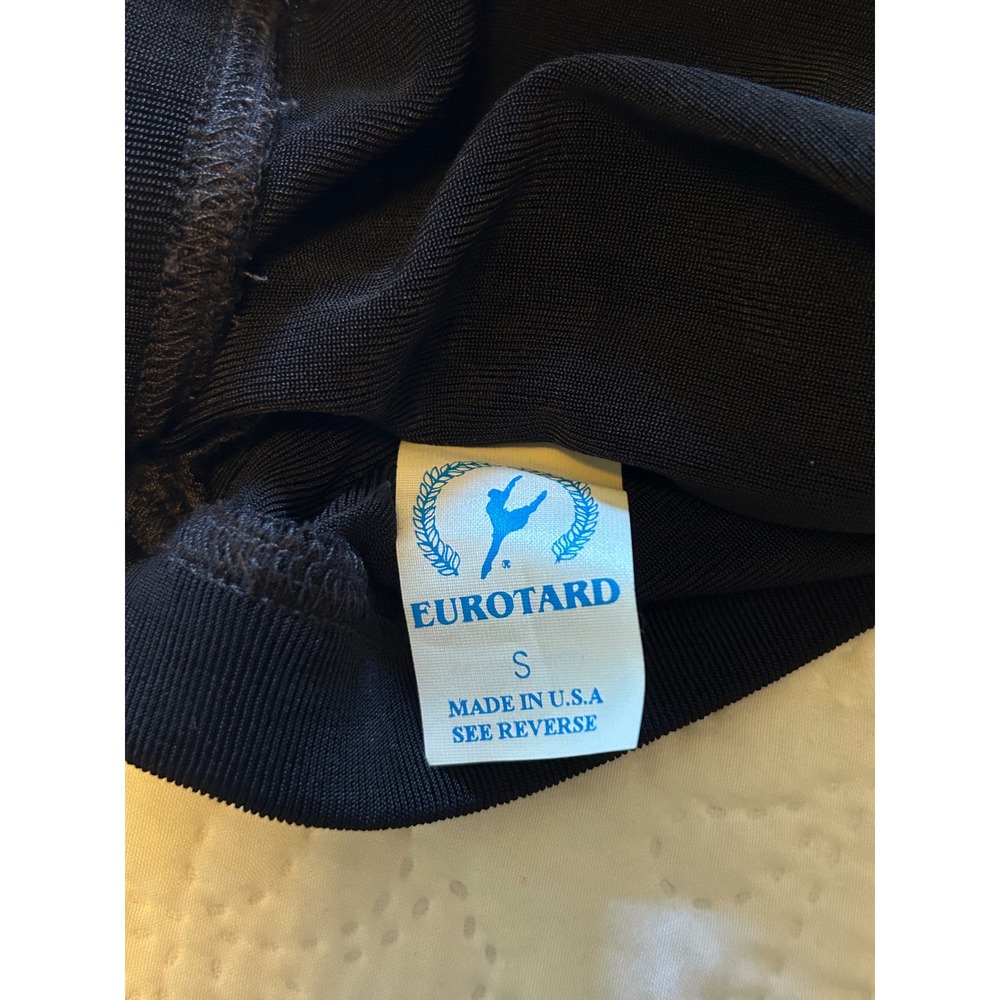 Eurotard Black Short Sleeve Crop Top Dance Activewear Small Made in USA NEW - Picture 4 of 5